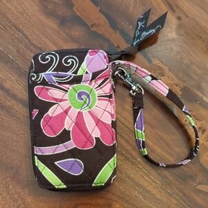 Vera Bradley Pink and Green Floral Phone Wristlet Wallet